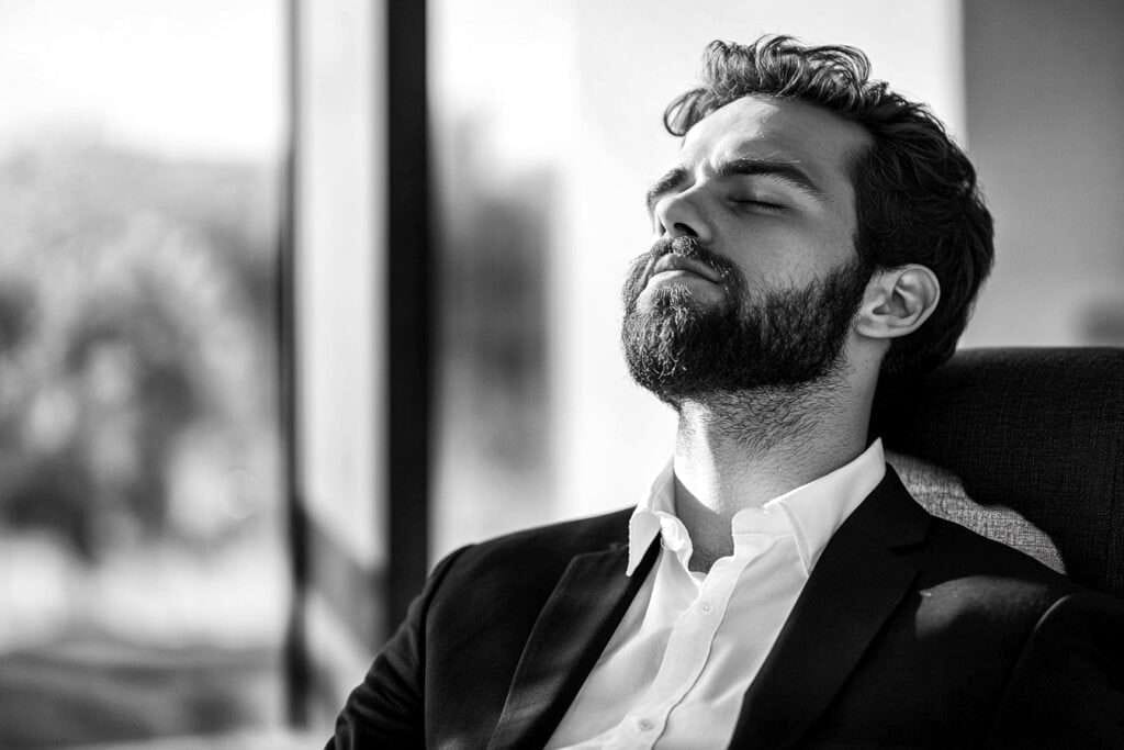 a man indulging in peace